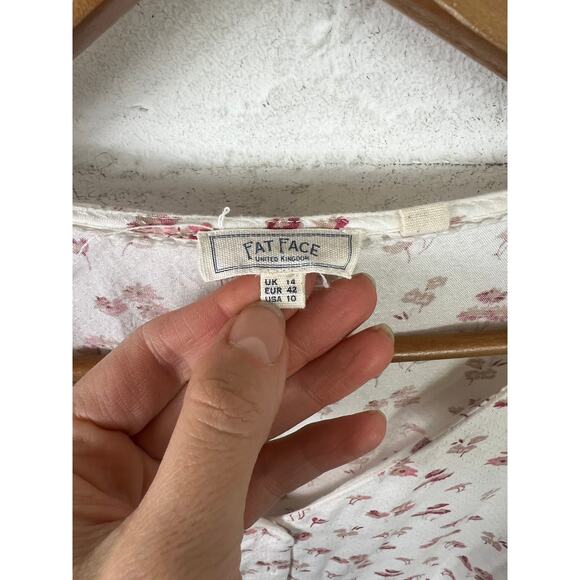 FatFace Women's Floral Button Up Blouse Short Sleeve White/Red Size 10 - Picture 2 of 4